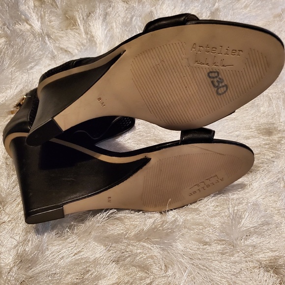 NEW ARTELIER NICOLE MILLER Black Wedge Sandals - Picture 6 of 8